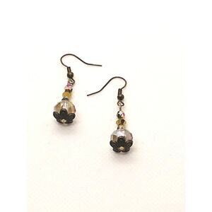 Crystal Dangle Earrings Light Topaz/Multi Crystal Beads Handmade